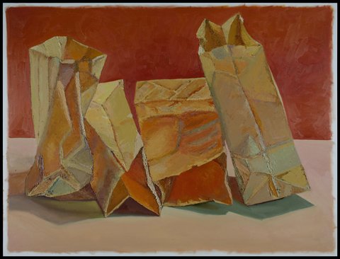 Paper Bags, Oil Painting by Peggie Bouvier